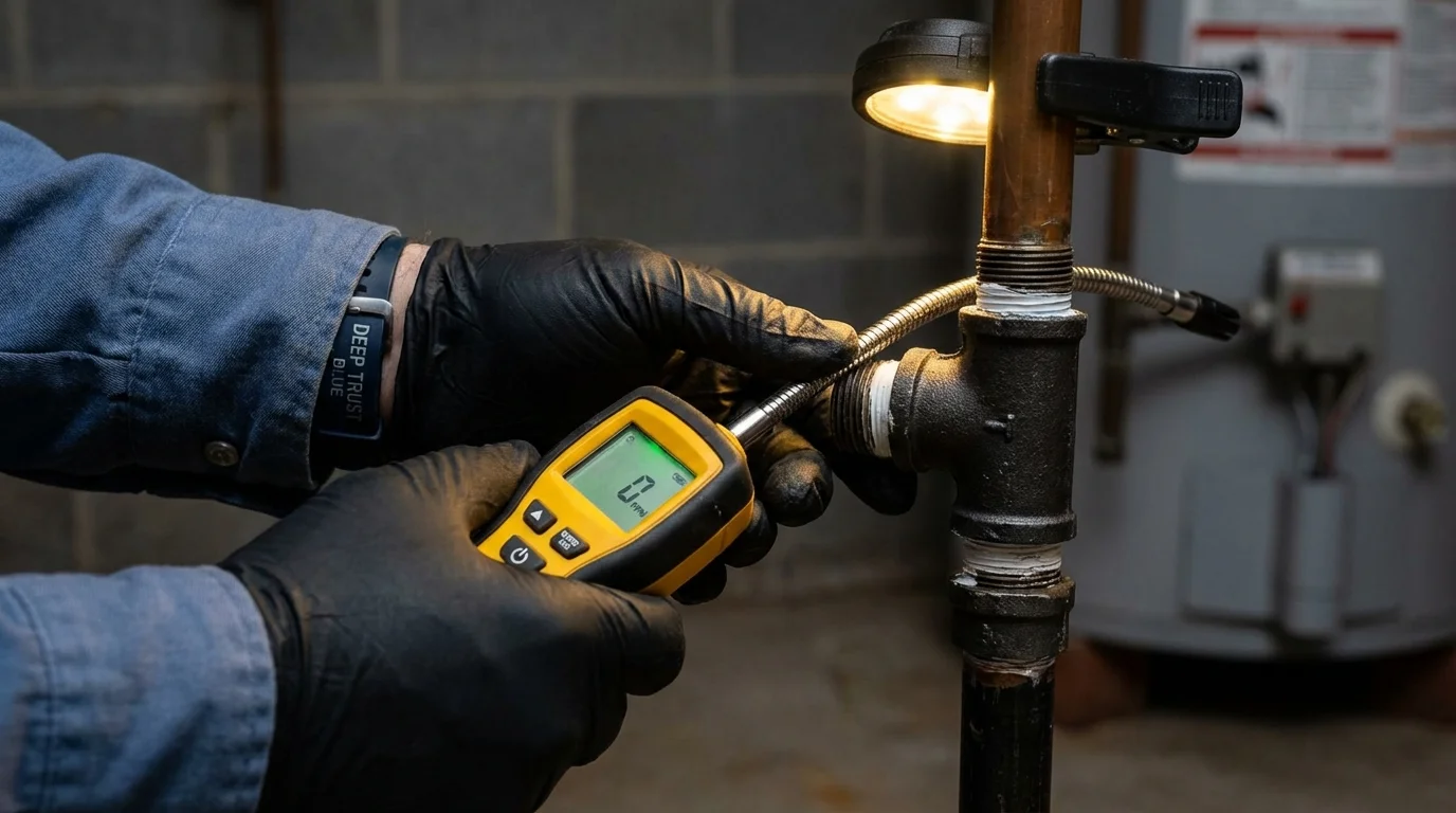 Gas leak detection with electronic sniffer by Johns Plumbing LLC in Dunkirk
